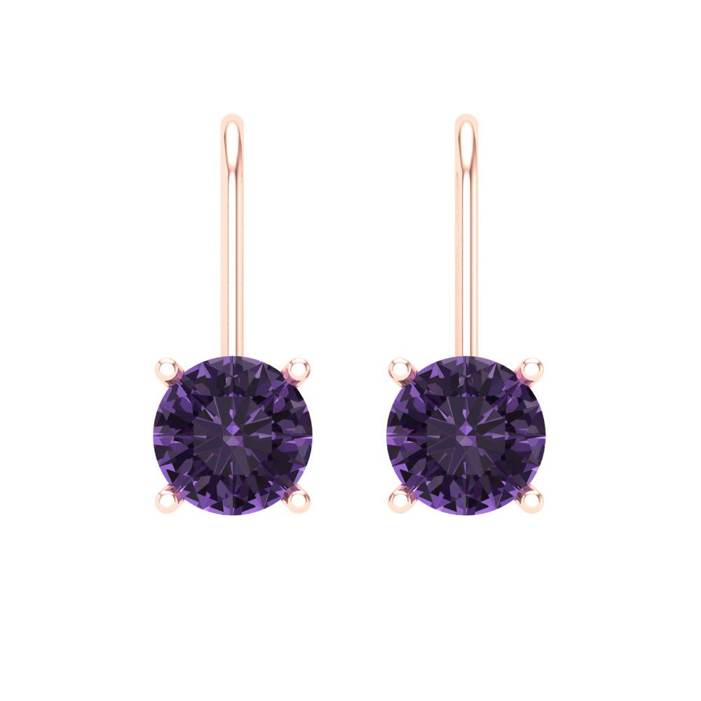 2cttw Alexandrite Gold-Plated 925 Silver Lever Back Drop Dangle Earrings