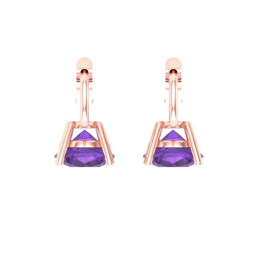 2cttw Amethyst Gold-Plated 925 Silver Lever Back Drop Dangle Earrings
