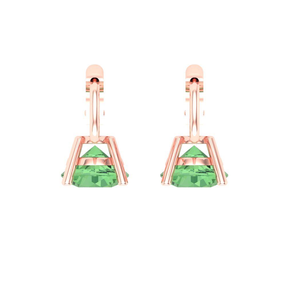 2 ctw Green Zirconia Drop Dangle Earrings | 6.5mm Round Cut White Gold Lever Back | April Birthstone