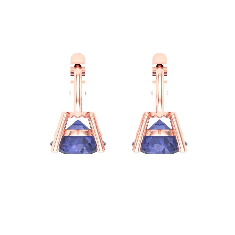 2 ctw Tanzanite Drop Dangle Earrings | 6.5mm Round Cut White Gold Lever Back | December Birthstone