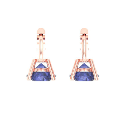 2 ctw Tanzanite Drop Dangle Earrings | 6.5mm Round Cut White Gold Lever Back | December Birthstone