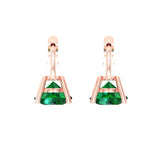 2 ct Brilliant Round Cut Drop Dangle Simulated Emerald Stone Rose Gold Earrings Lever Back