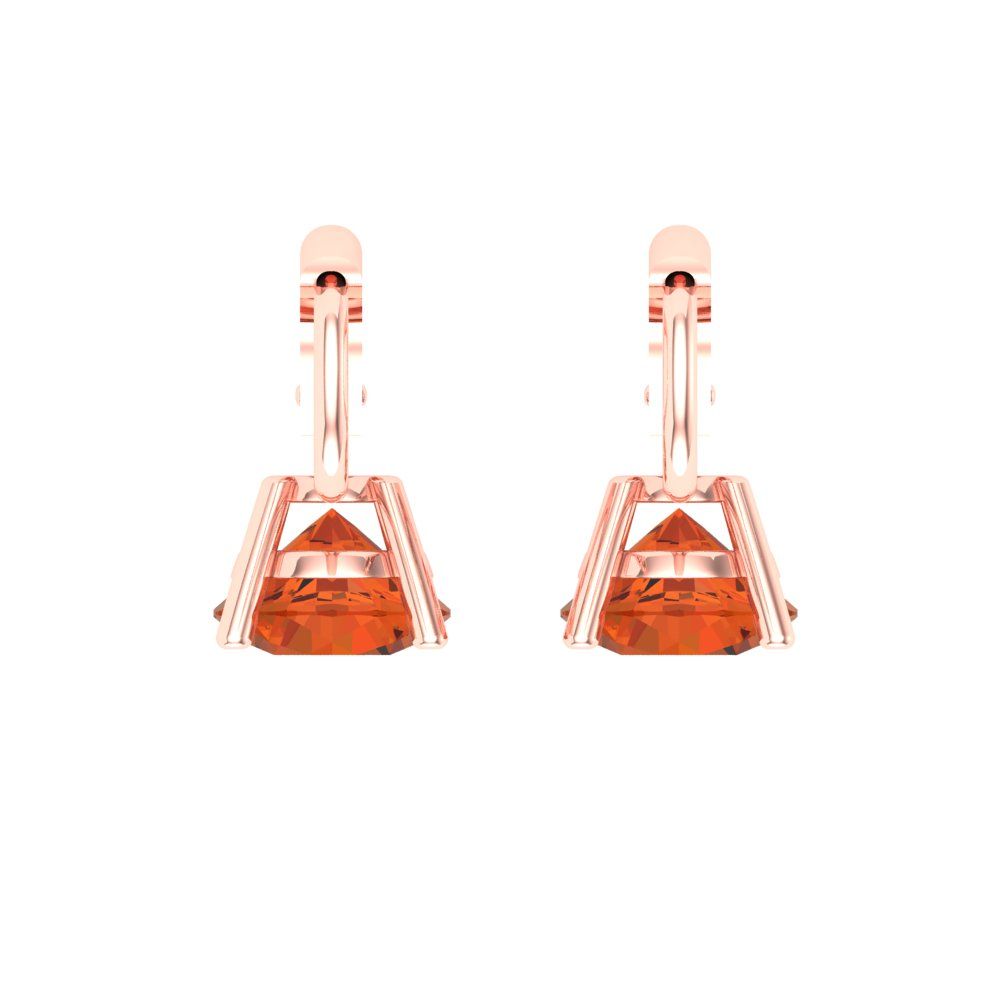 2 ctw Red Zirconia Drop Dangle Earrings | 6.5mm Round Cut White Gold Lever Back | April Birthstone