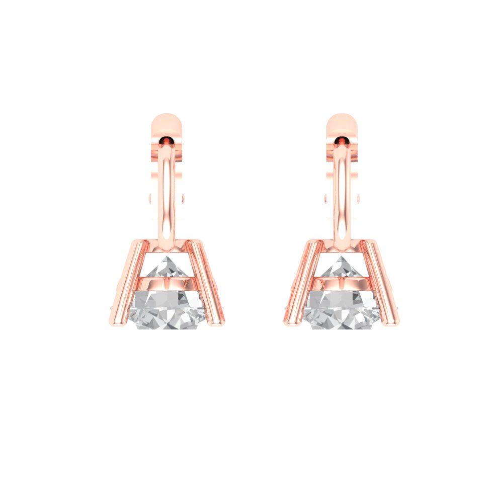 2 ctw Moissanite Drop Dangle Earrings | 6.5mm Round Cut White Gold Lever Back | April Birthstone