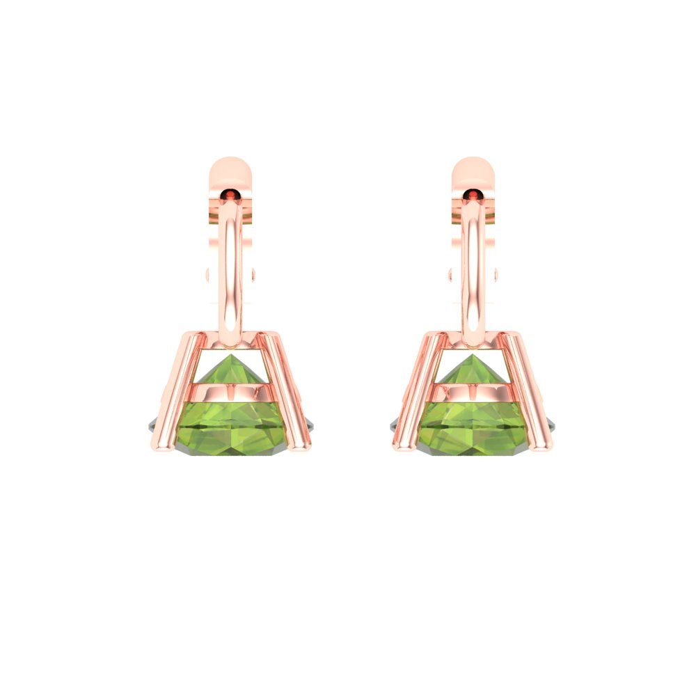 2 ctw Peridot Drop Dangle Earrings | 6.5mm Round Cut White Gold Lever Back | August Birthstone