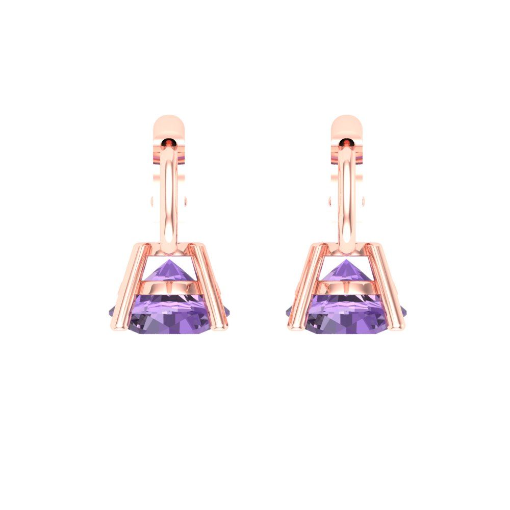 2 ctw Alexandrite Drop Dangle Earrings | 6.5mm Round Cut White Gold Lever Back | June Birthstone