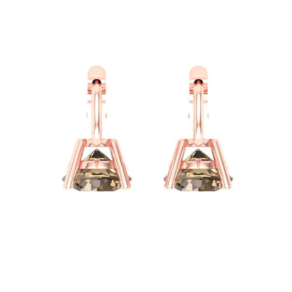 2 ctw Champagne Drop Dangle Earrings | 6.5mm Round Cut White Gold Lever Back | April Birthstone