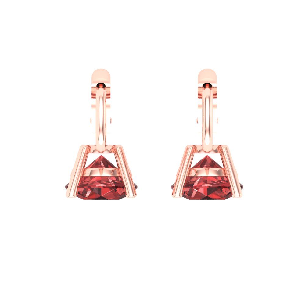 2 ctw Garnet Drop Dangle Earrings | 6.5mm Round Cut White Gold Lever Back | January Birthstone