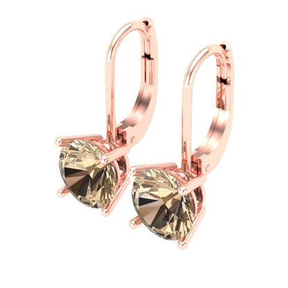 3 ctw Yellow Moissanite Drop Dangle Earrings | 7.5mm Round Cut White Gold Lever Back | April Birthstone
