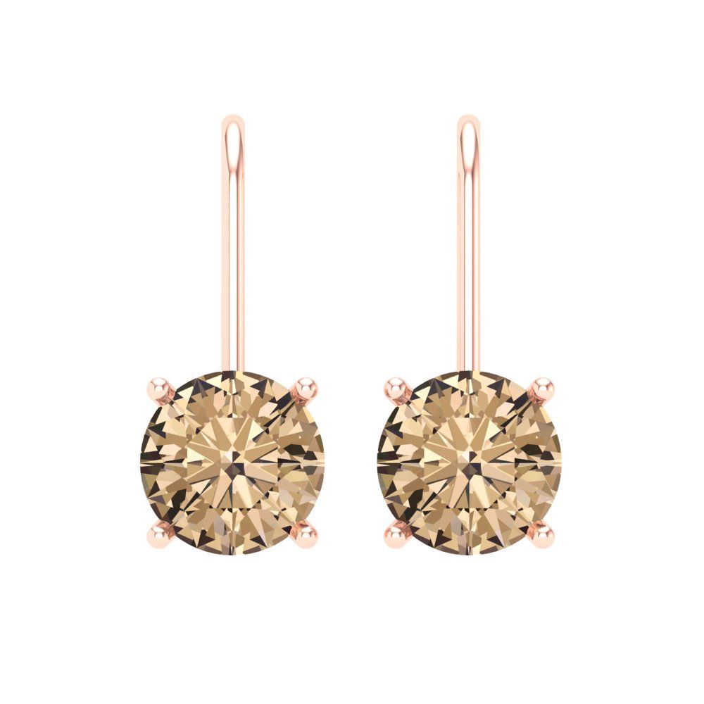 3 ctw Yellow Moissanite Drop Dangle Earrings | 7.5mm Round Cut White Gold Lever Back | April Birthstone