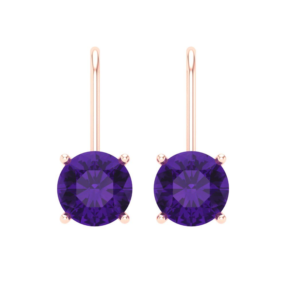 3cttw Amethyst Gold-Plated 925 Silver Lever Back Drop Dangle Earrings