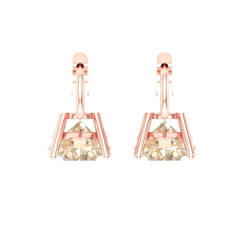 3 ctw Morganite Drop Dangle Earrings | 7.5mm Round Cut White Gold Lever Back | February Birthstone