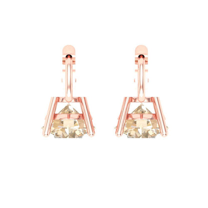 3 ctw Morganite Drop Dangle Earrings | 7.5mm Round Cut White Gold Lever Back | February Birthstone