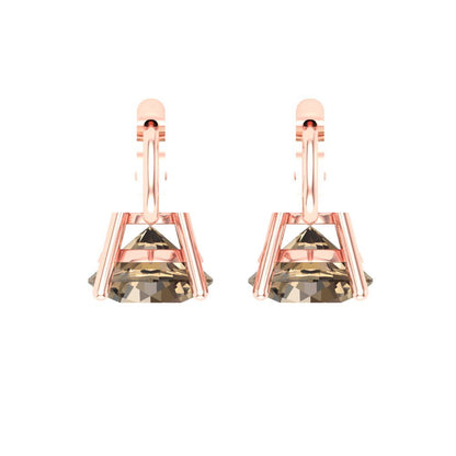 3 ctw Champagne Drop Dangle Earrings | 7.5mm Round Cut White Gold Lever Back | April Birthstone