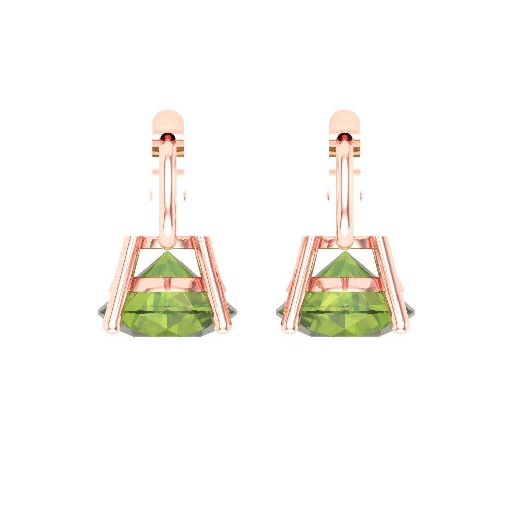 3 ctw Peridot Drop Dangle Earrings | 7.5mm Round Cut White Gold Lever Back | August Birthstone