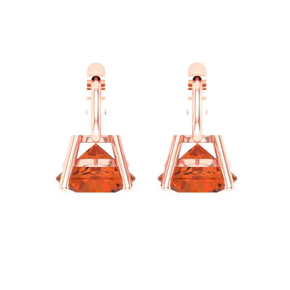 3 ctw Red Zirconia Drop Dangle Earrings | 7.5mm Round Cut White Gold Lever Back | April Birthstone