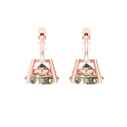 3 ctw Yellow Moissanite Drop Dangle Earrings | 7.5mm Round Cut White Gold Lever Back | April Birthstone
