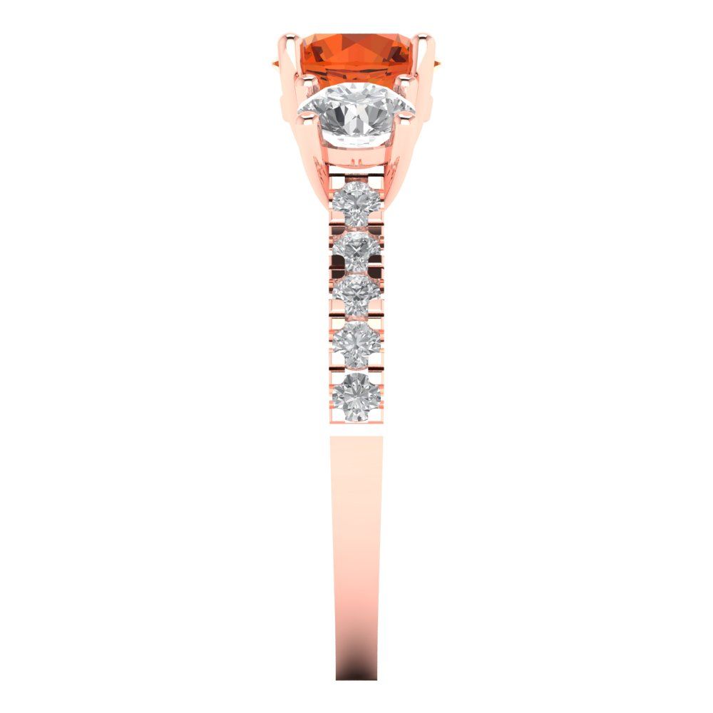 1.97 cttw Zirconia Simulated Red Diamond Three-Stone Engagement Ring - Solid Gold (VVS1, Round Cut,6.5mm)