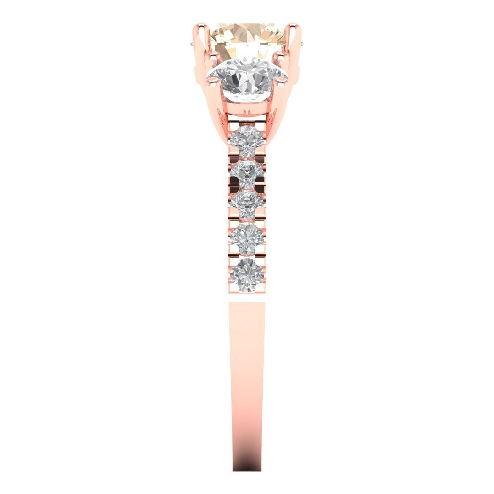 1.97 cttw Natural Morganite Three-Stone Engagement Ring - Solid Gold (Round Cut,6.5mm)