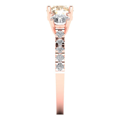 1.97 cttw Natural Morganite Three-Stone Engagement Ring - Solid Gold (Round Cut,6.5mm)