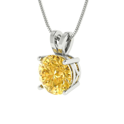 2cttw Round Cut Citrine Gold-Plated 925 Silver Pendant and 18" Box-Chain Necklace