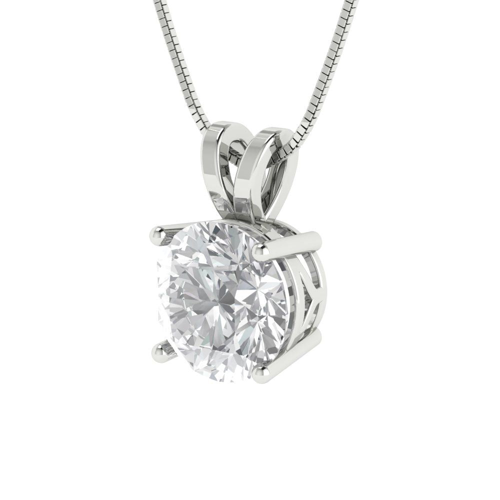 2cttw Round Cut Clear Gold-Plated 925 Silver Pendant and 18" Box-Chain Necklace