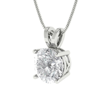 2cttw Round Cut Clear Gold-Plated 925 Silver Pendant and 18" Box-Chain Necklace