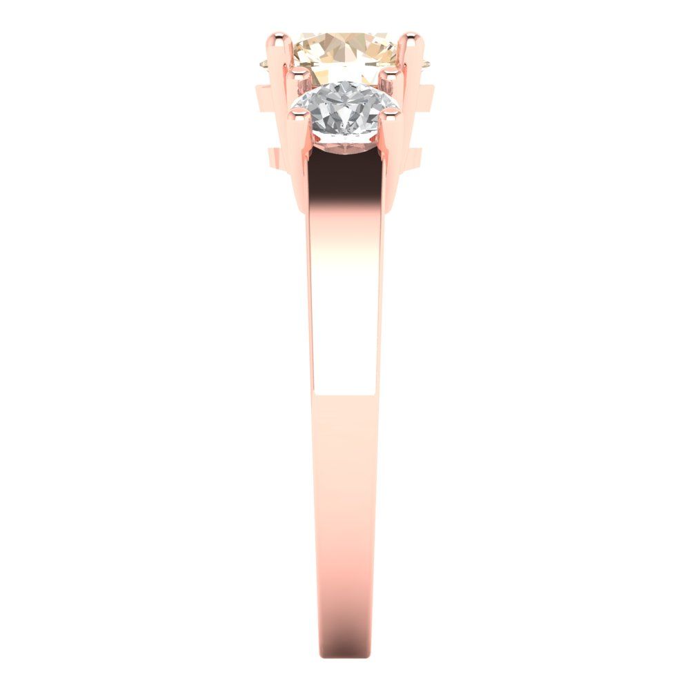 1.5 cttw Natural Morganite Three-Stone Engagement Ring - Solid Gold (Round Cut,6.5mm)