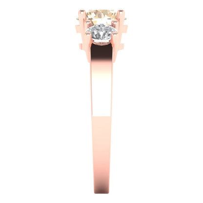 1.5 cttw Natural Morganite Three-Stone Engagement Ring - Solid Gold (Round Cut,6.5mm)