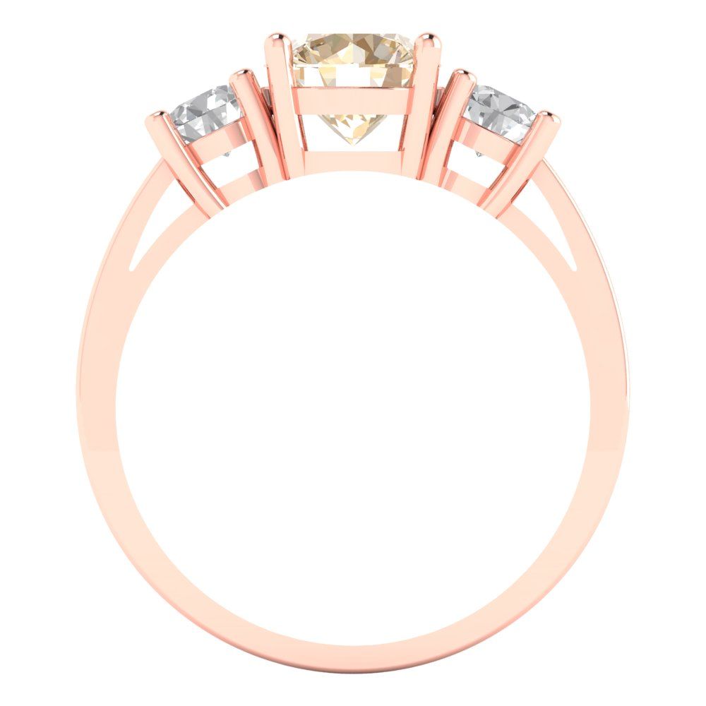 1.5 cttw Natural Morganite Three-Stone Engagement Ring - Solid Gold (Round Cut,6.5mm)