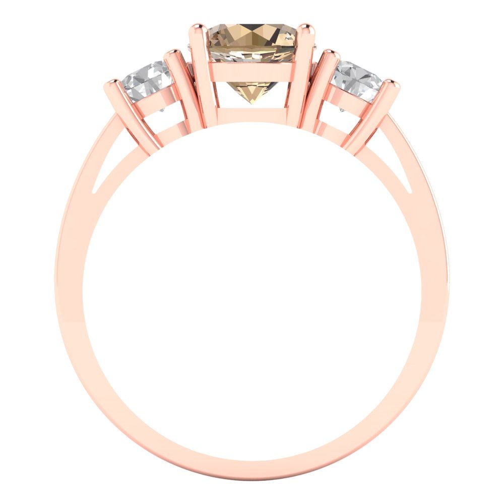 1.5 cttw Yellow Moissanite Three-Stone Engagement Ring - Solid Gold (Round Cut,6.5mm)