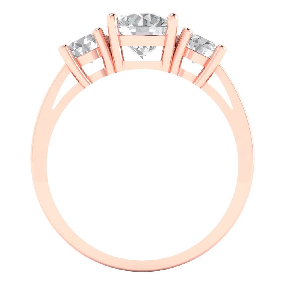 1.5 cttw Certified Moissanite Three-Stone Engagement Ring - Solid Gold (VVS1, D-F,Round Cut,6.5mm)