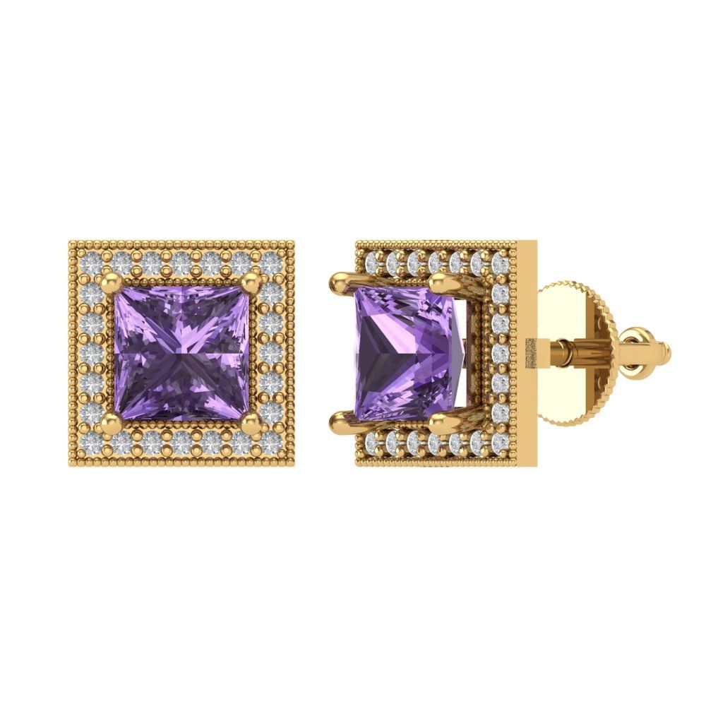 2.24cttw Alexandrite Gold-Plated 925 Silver Screw Back Stud Earrings
