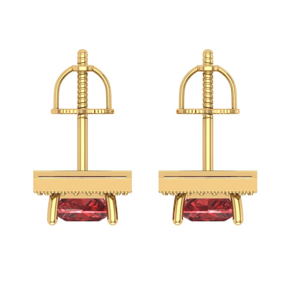 2.24 ctw Garnet Studs Earrings | 5.5mm Princess Cut White Gold Screw back | January Birthstone