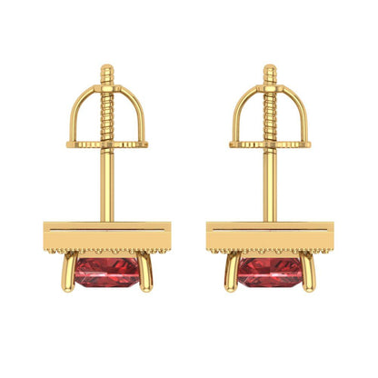2.24 ctw Garnet Studs Earrings | 5.5mm Princess Cut White Gold Screw back | January Birthstone
