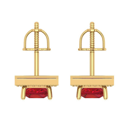 2.24 ctw Ruby Studs Earrings | 5.5mm Princess Cut White Gold Screw back | July Birthstone