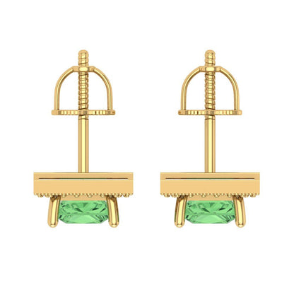 2.24 ctw Green Zirconia Studs Earrings | 5.5mm Princess Cut White Gold Screw back | April Birthstone