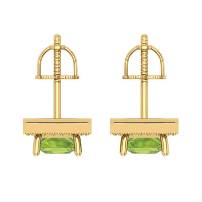 2.24 ctw Peridot Studs Earrings | 5.5mm Princess Cut White Gold Screw back | August Birthstone