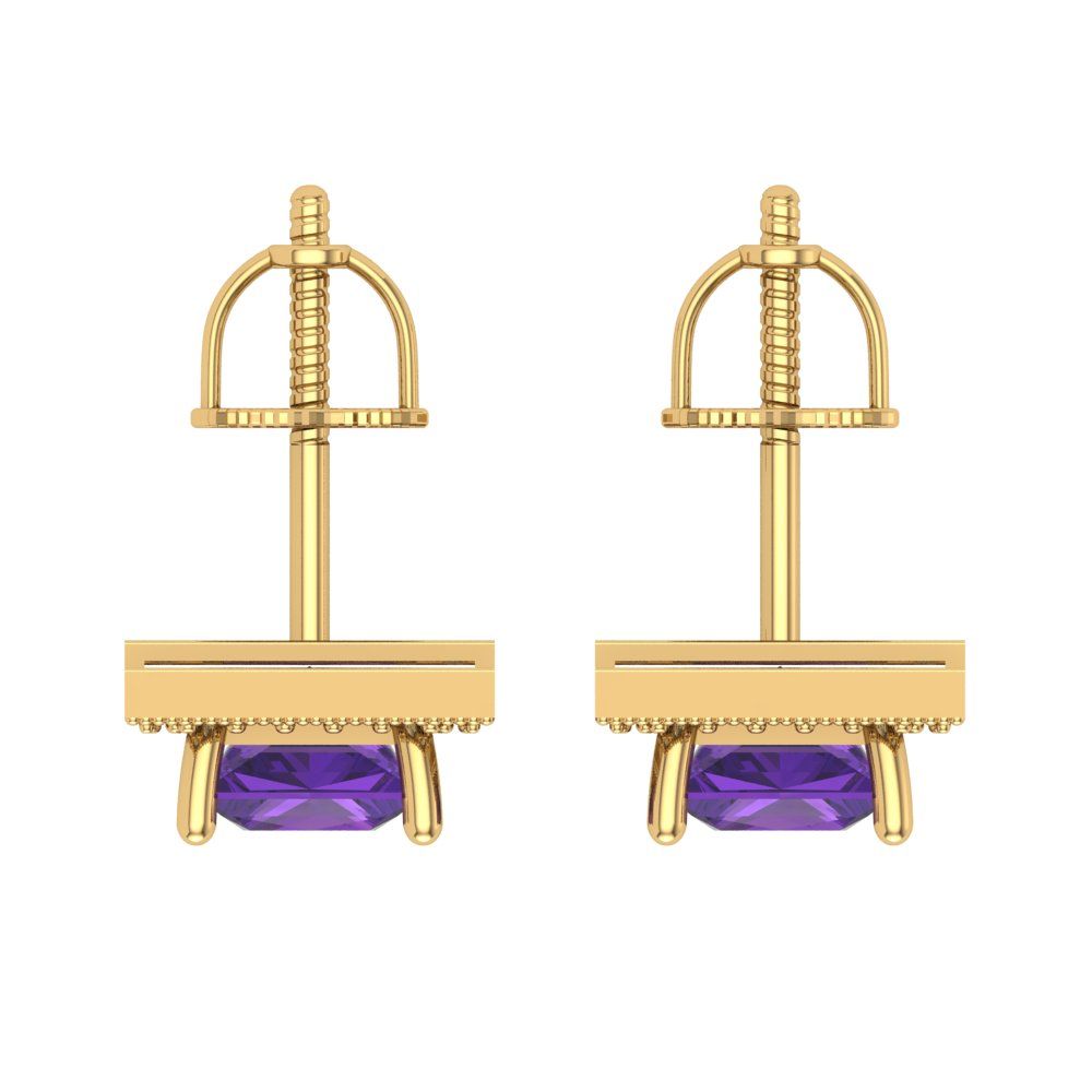 2.24cttw Amethyst Gold-Plated 925 Silver Screw Back Stud Earrings