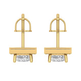 2.24 ct Brilliant Princess Cut Halo Studs Natural Diamond Stone Clarity SI1-2 Color G-H Yellow Gold Earrings Screw back