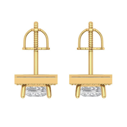 2.24 ctw Moissanite Studs Earrings | 5.5mm Princess Cut White Gold Screw back | April Birthstone