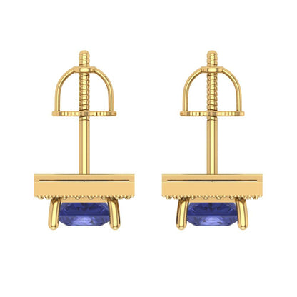 2.24 ctw Tanzanite Studs Earrings | 5.5mm Princess Cut White Gold Screw back | December Birthstone