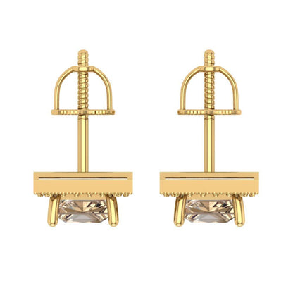 2.24 ctw Yellow Moissanite Studs Earrings | 5.5mm Princess Cut White Gold Screw back | April Birthstone