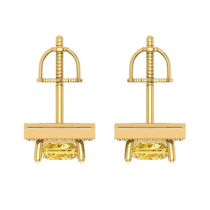 2.24 ctw Citrine Studs Earrings | 5.5mm Princess Cut White Gold Screw back | November Birthstone