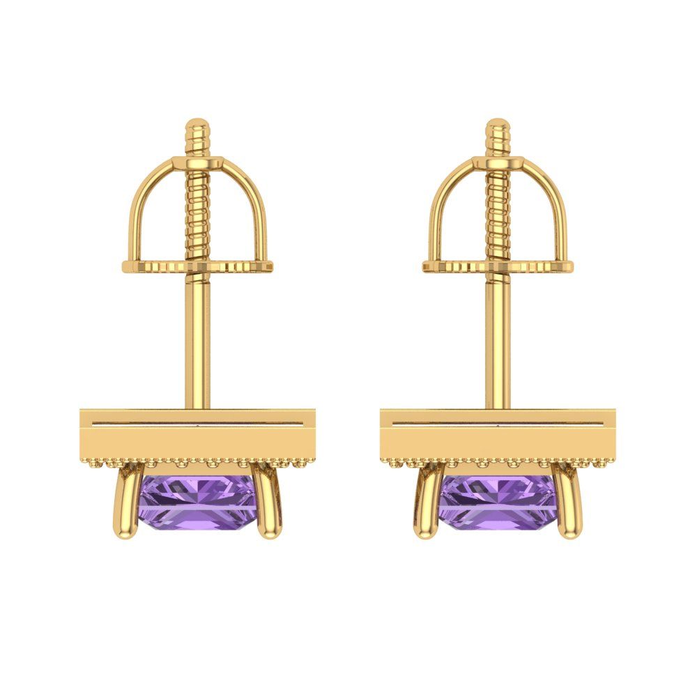 2.24 ctw Alexandrite Studs Earrings | 5.5mm Princess Cut White Gold Screw back | June Birthstone