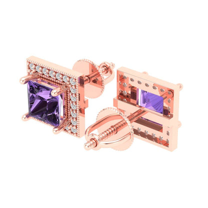 2.24cttw Alexandrite Gold-Plated 925 Silver Screw Back Stud Earrings