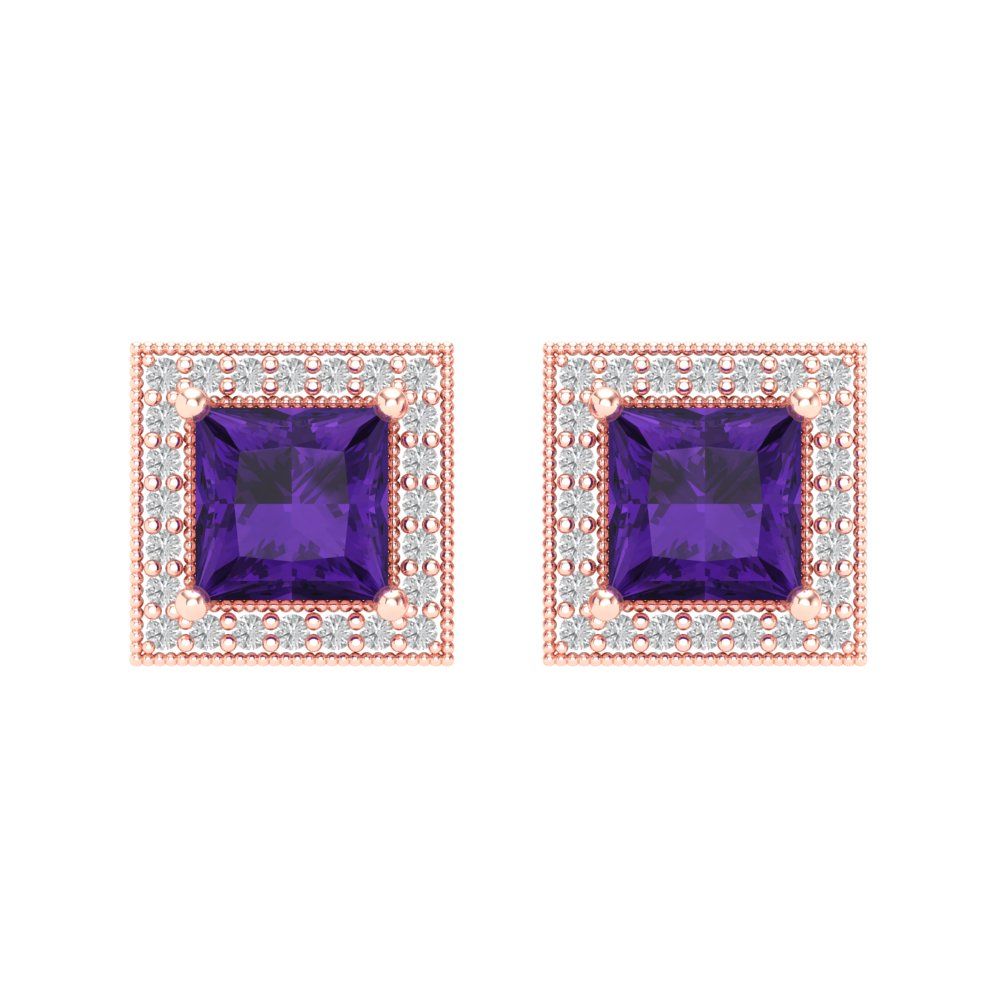 2.24cttw Amethyst Gold-Plated 925 Silver Screw Back Stud Earrings