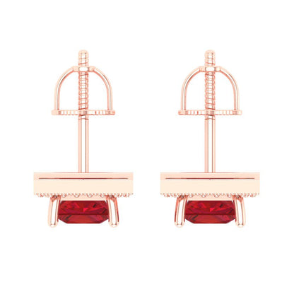 2.24 ctw Pink Tourmaline Studs Earrings | 5.5mm Princess Cut White Gold Screw back | April Birthstone