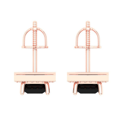 2.24 ctw Onyx Studs Earrings | 5.5mm Princess Cut White Gold Screw back | July Birthstone