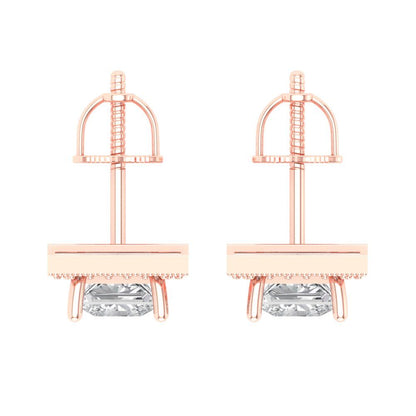 2.24 ctw Moissanite Studs Earrings | 5.5mm Princess Cut White Gold Screw back | April Birthstone